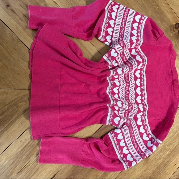 Vintage Tommy Hilfiger Heart Sweater Crew Neck Pink Sz Large - Picture 3 of 10